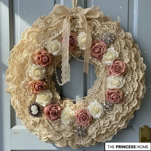 Vintage Lace Rose Wreath