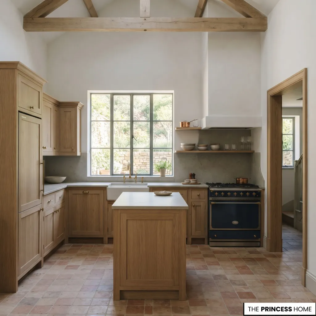 A residential kitchen with its windows, cabinetry, sink, and room boundaries visible.