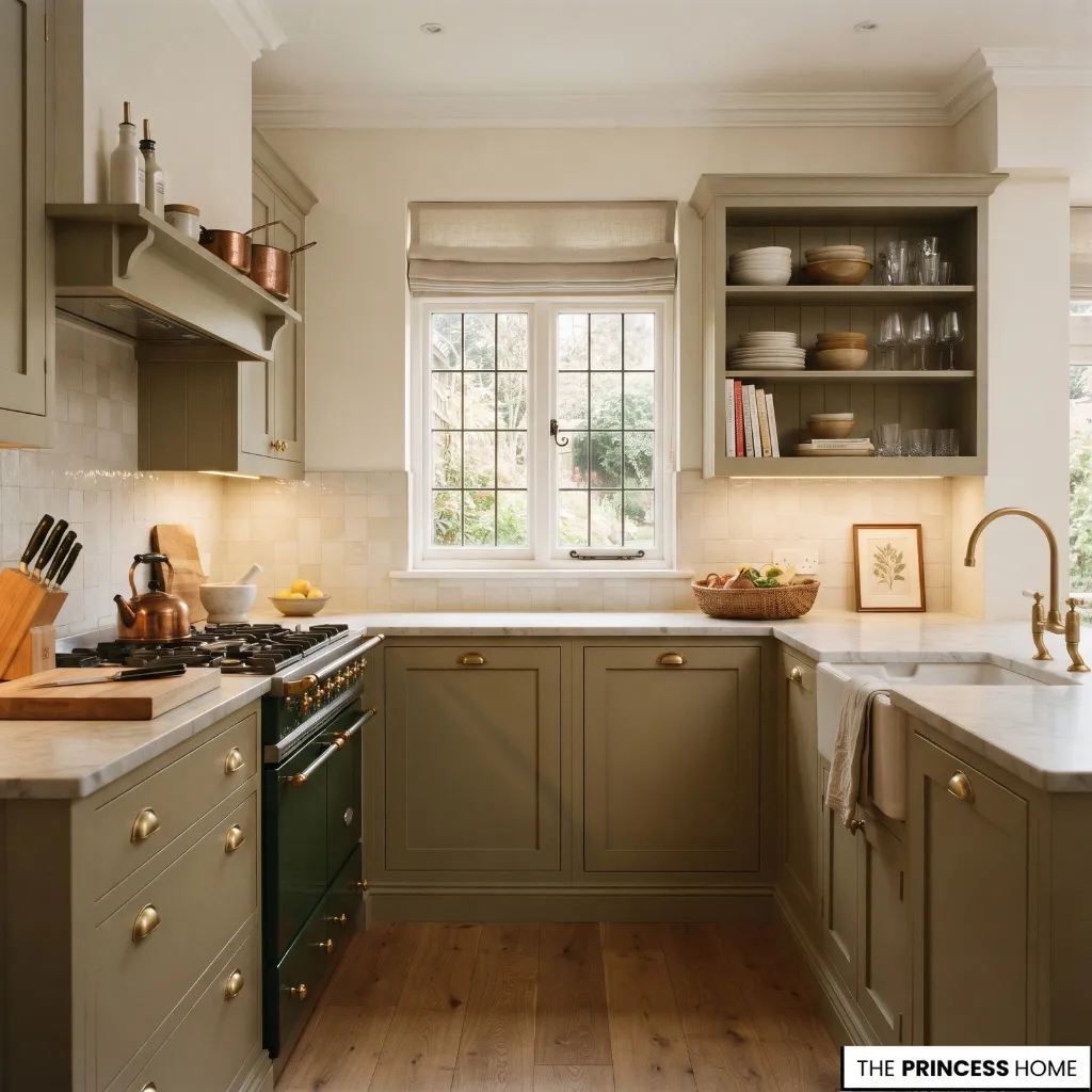 A practical kitchen with refreshed cabinetry, updated hardware, and functional lighting rather than a complete replacement.