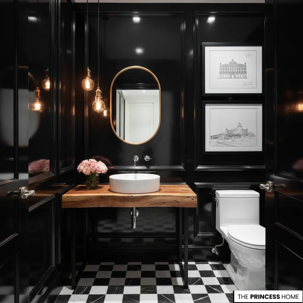 Glossy Black Wainscoting