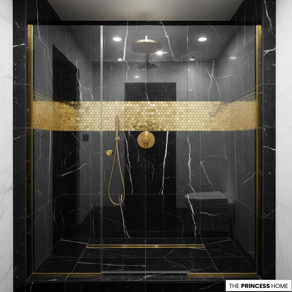 Shower Tiles With Gold 