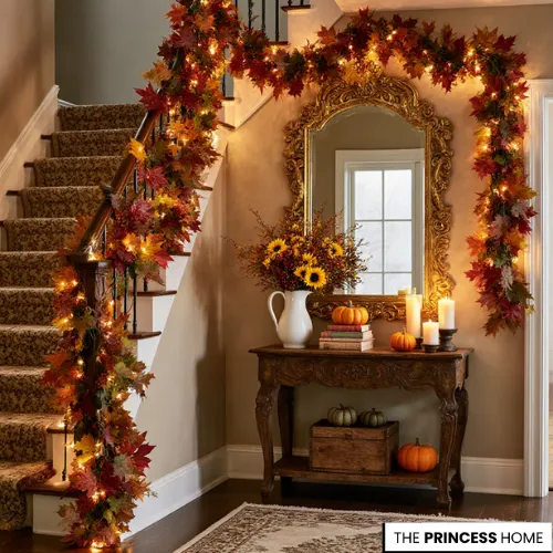 Entryway & Staircase Fall Decor