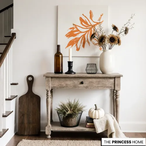 Minimalist Rustic Console Fall Styling