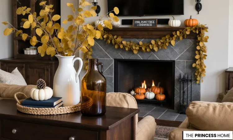 Warm Fall Fireplace Mantel