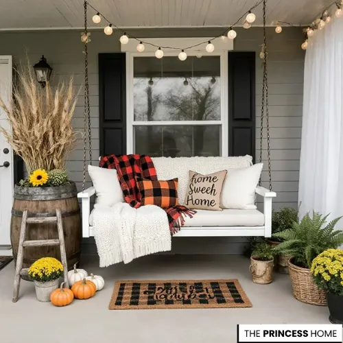 Welcoming swing Fall Porch Decor