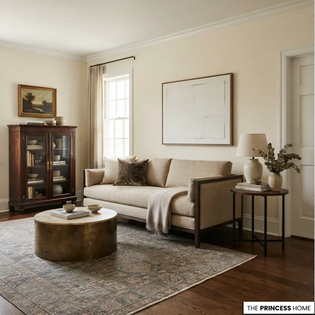 Classic living room combining traditional furniture, architectural details, and contemporary simplicity.