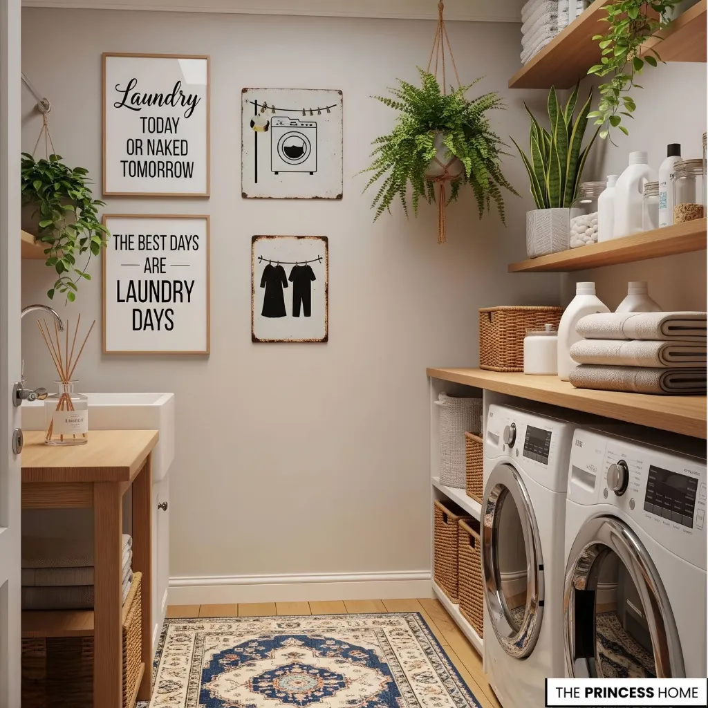 Laundry room with a compact utility sink integrated beside the folding counter and appliances