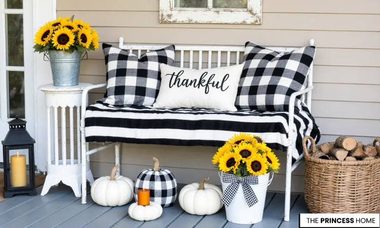 Chic Black & White Fall Porch Decor