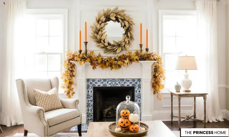 Elegant Fall Fireplace Mantel Decor
