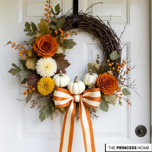 Harvest Rose & Pumpkin Wreath