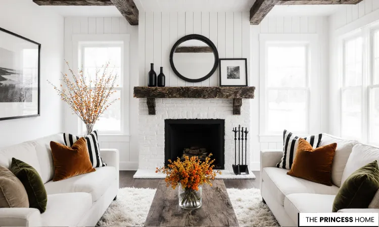 Stylish Farmhouse Fireplace Fall Decor