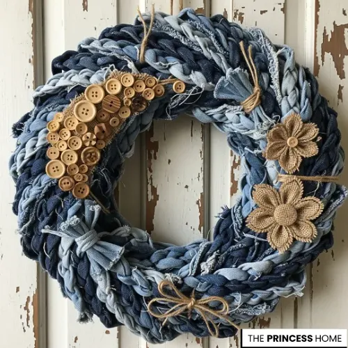 Upcycled Denim Wreath