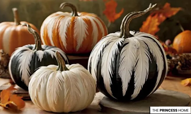 Bohemian Feather-Adorned Pumpkins