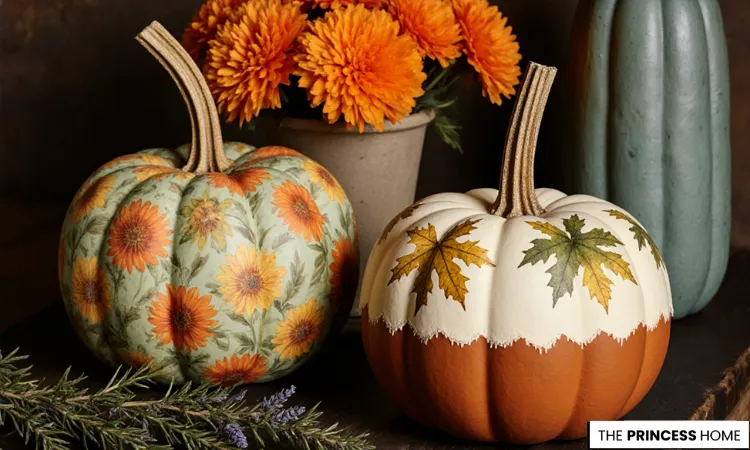 Botanical Decoupage Pumpkins