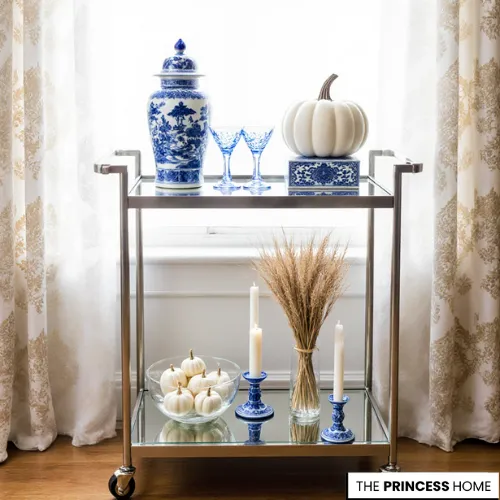 Elegant Blue & White Fall Decor