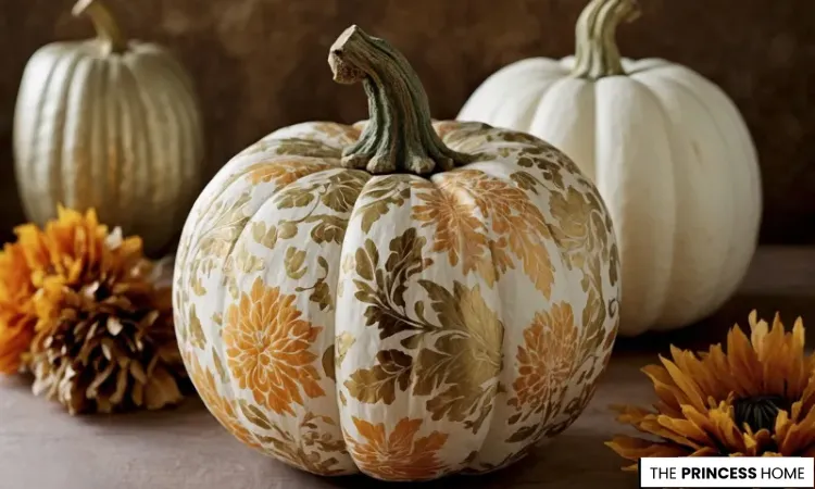 Elegant Damask Floral Pumpkin