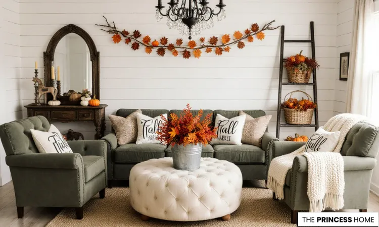 Olive Green & Rustic Fall Living Room