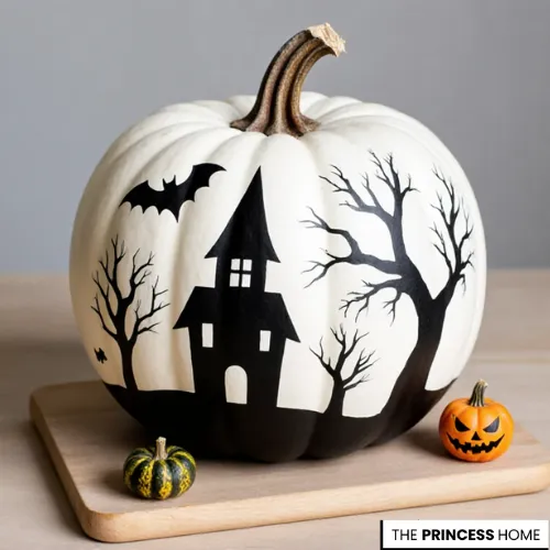 Haunted House Silhouette Pumpkin