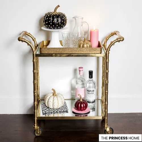 Luxurious Gold Bamboo Bar Cart