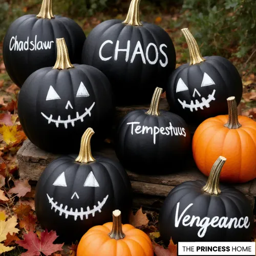 Modern Chalkboard Black Pumpkins