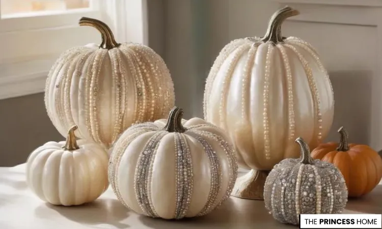 Opulent Bejeweled Pearl Pumpkins
