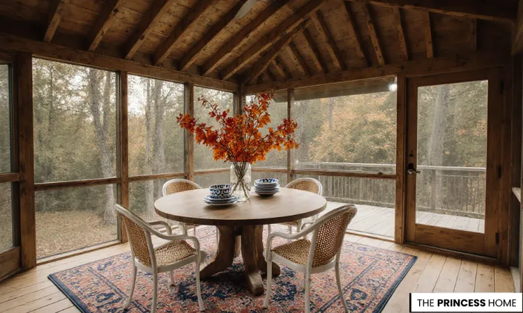Rustic Screened Porch Fall Retreat