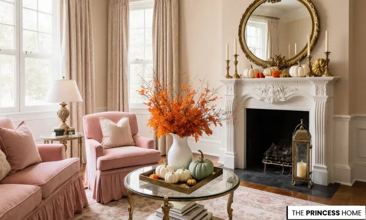 Cozy Pink & Orange Fall Living Room