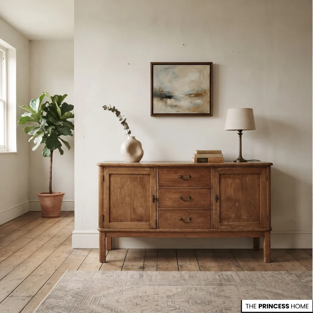 Antique wooden sideboard selected as a vintage focal point