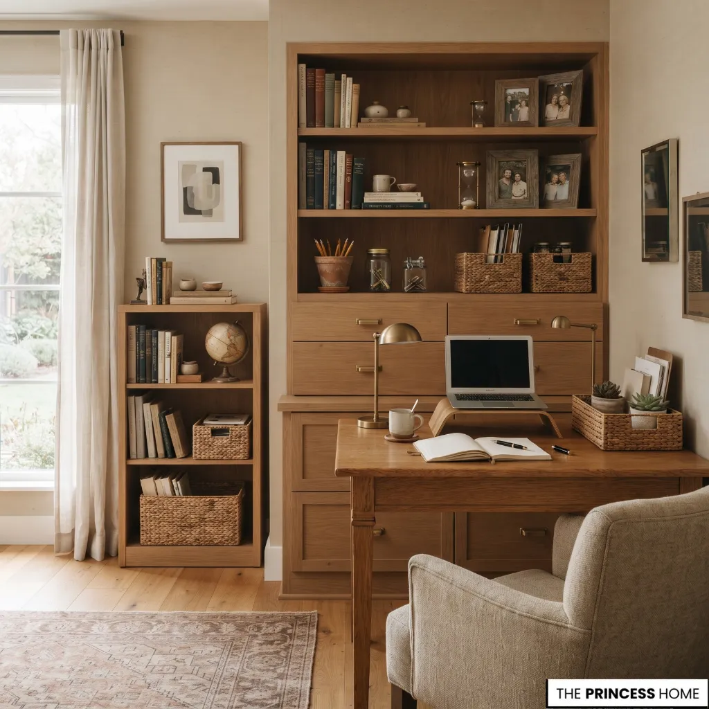 Organized home using existing furniture baskets drawers and shelves without excessive storage products
