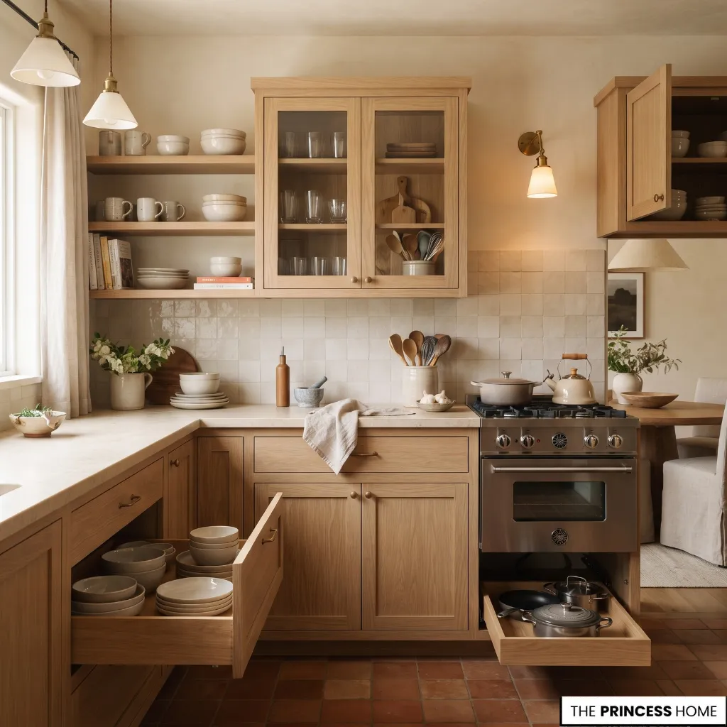 Kitchen storage placing everyday dishes and tools in the easiest-to-reach locations