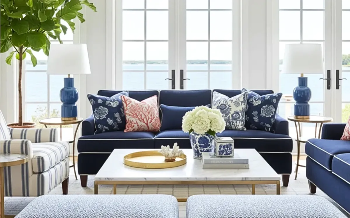 navy blue coastal living room