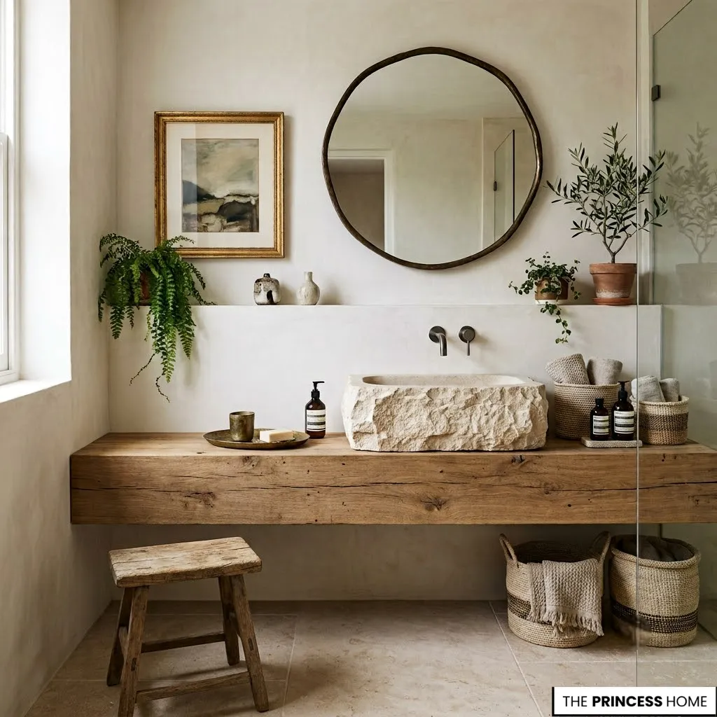 Bathroom trend with handcrafted decor, vintage accents, and personalized modern styling.