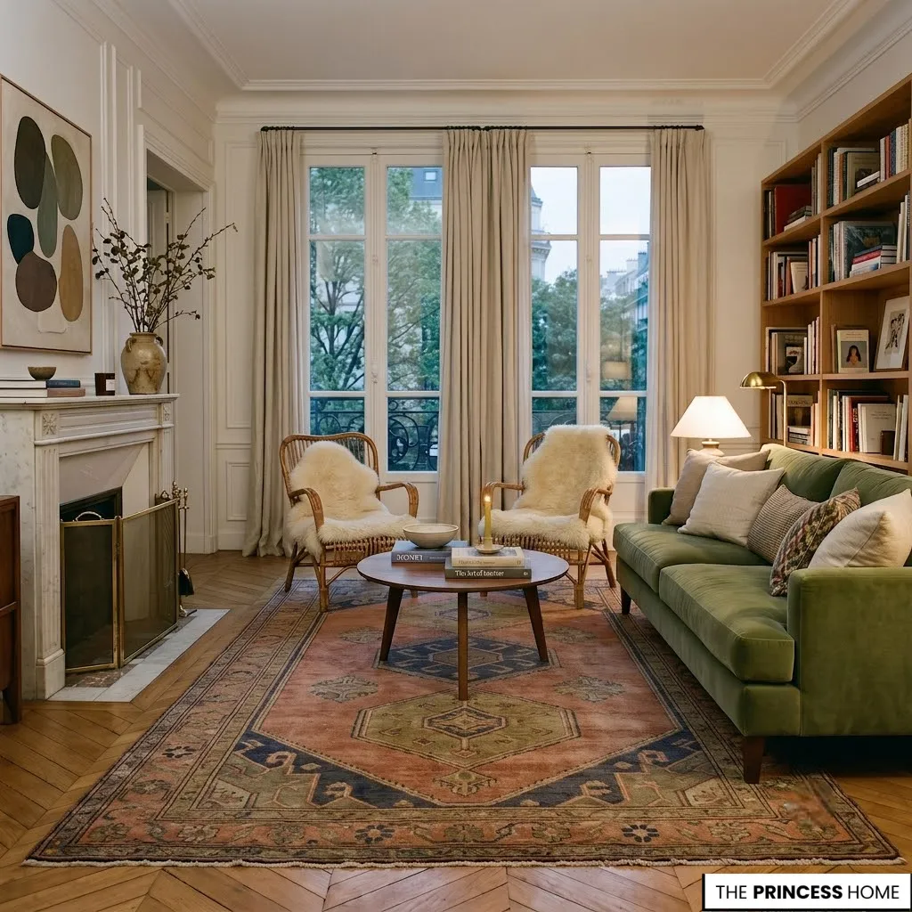 Living room rug adapted for both compact apartments and spacious luxury interiors.
