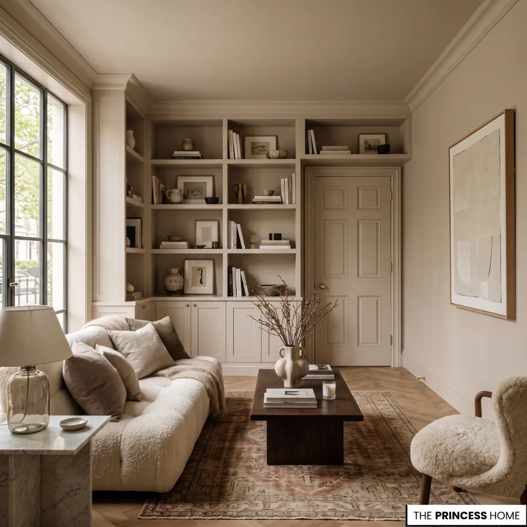 Painting Small Rooms demonstrating seamless visual continuity with matching painted architectural elements.