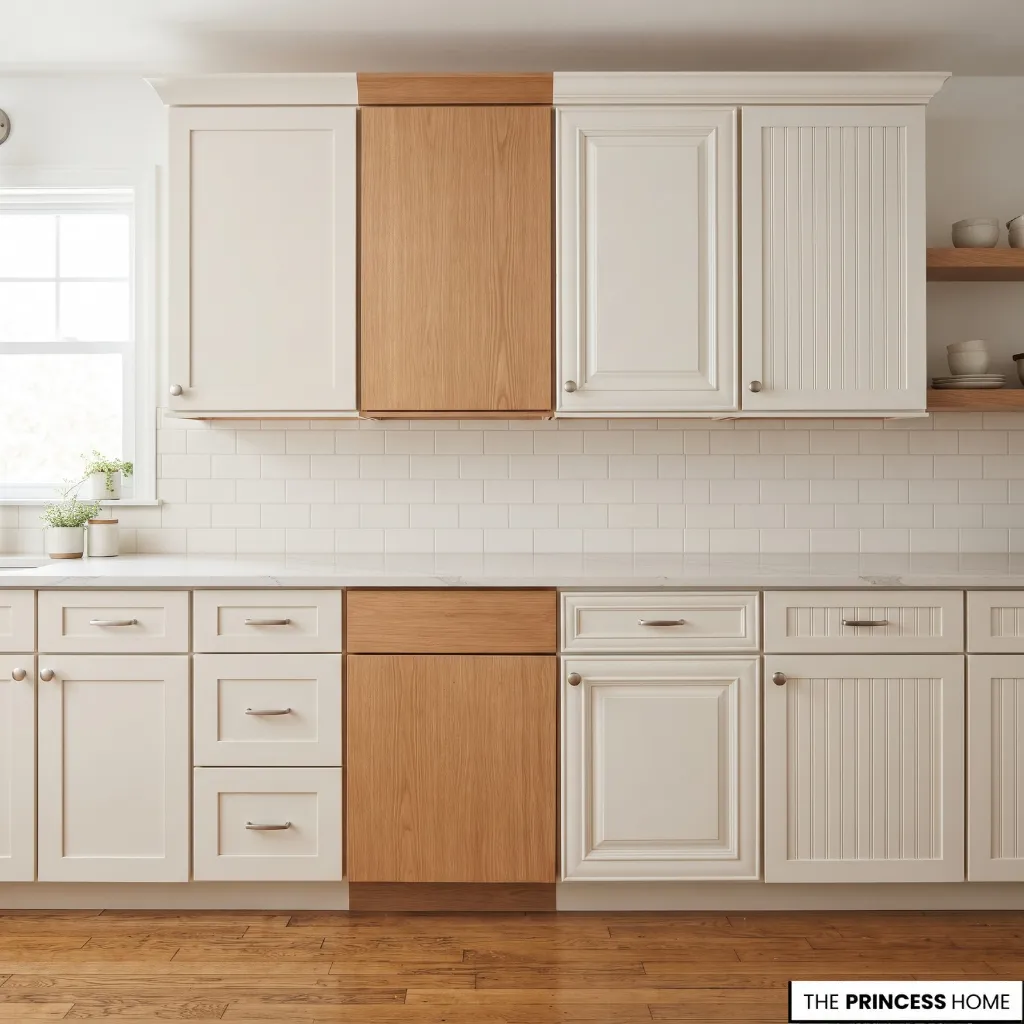 A selection of kitchen cabinet door profiles showing Shaker, raised-panel, slab, and beadboard designs.