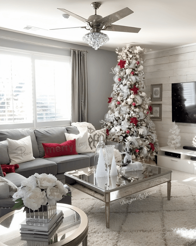 Elegant Christmas Tree Decorated With Glistening Glass Balls, A