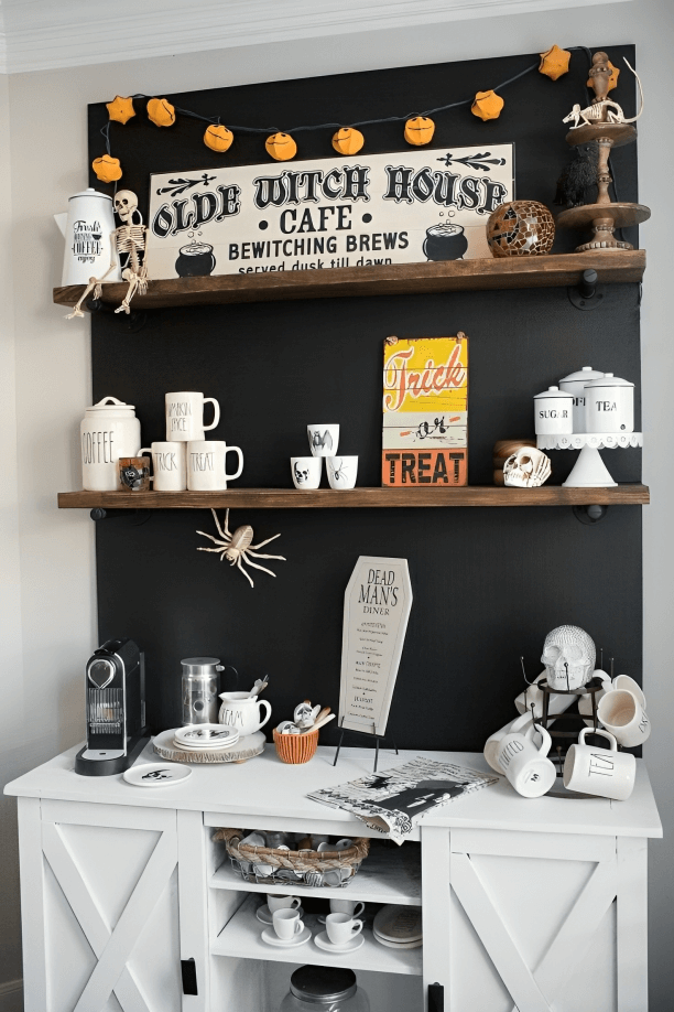 14 Spooky Halloween Coffee Bar Decor Ideas » Lady Decluttered