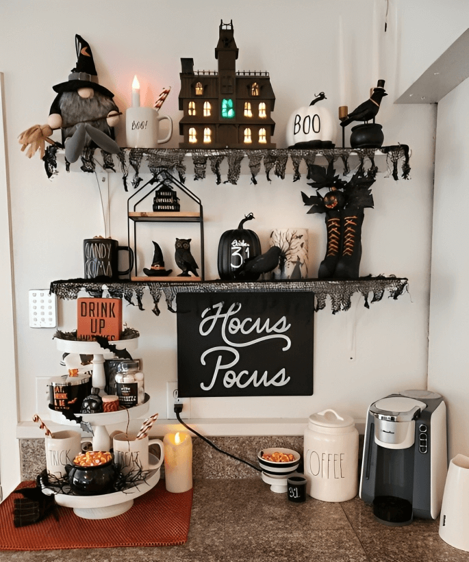 14 Spooky Halloween Coffee Bar Decor Ideas » Lady Decluttered