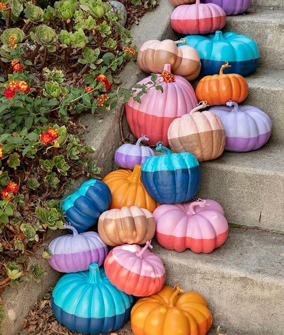 25-Rainbow Painted Pumpkins