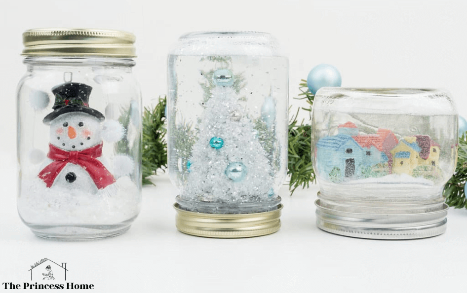 2.Mason Jar Magic: DIY Snow Globes