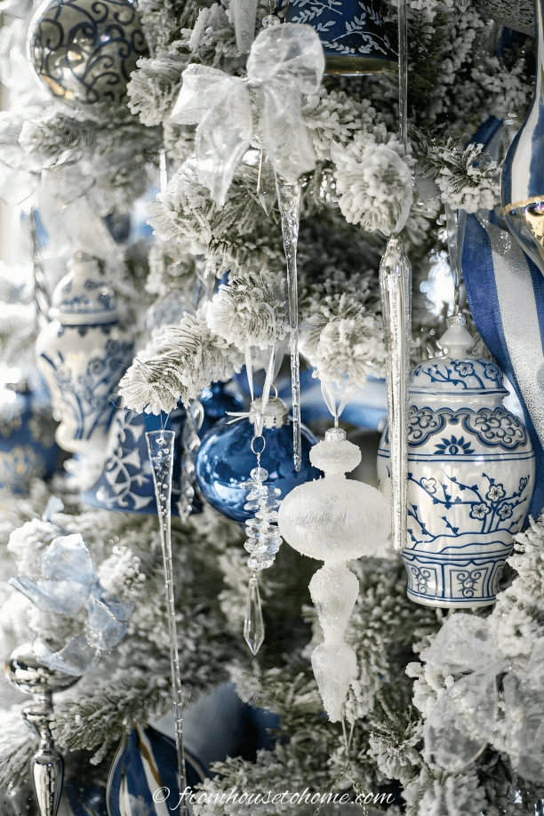 blue and silver christmas tree